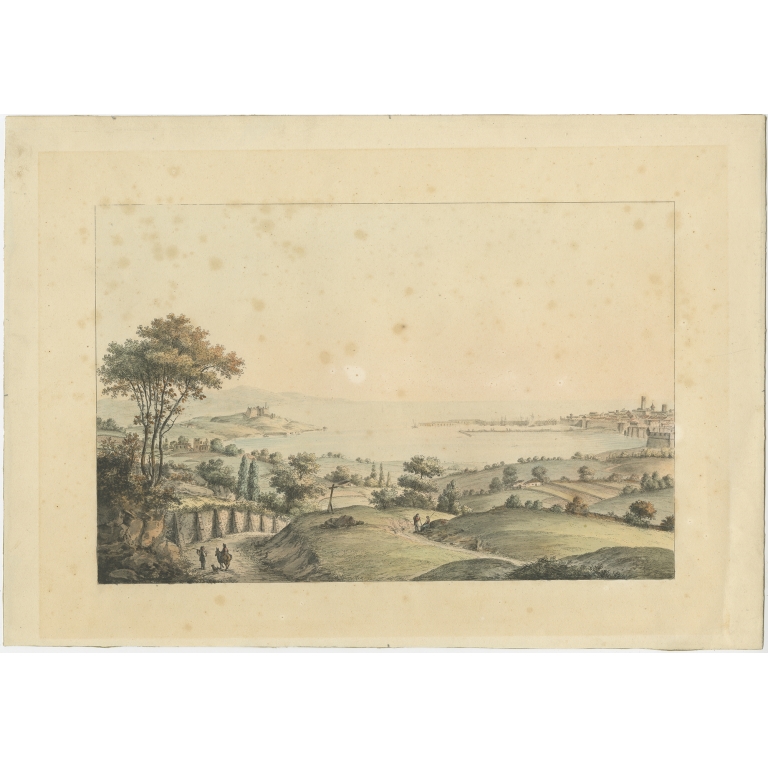 Antique Print of Antibes by De Beaumont (c.1794)