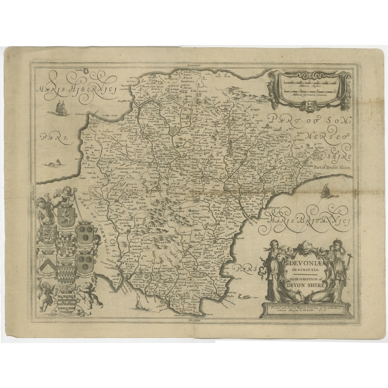 Antique Map of the County of Devon by Overton (1713)