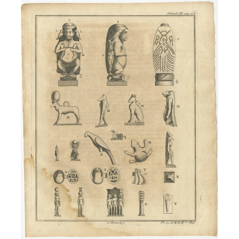 Antique Print of various Objects by Van Dùren (1749)