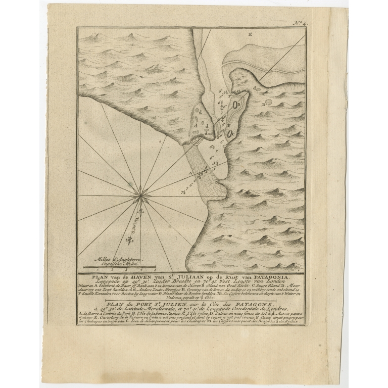 Antique Map of Puerto San Julian by Anson (1749)