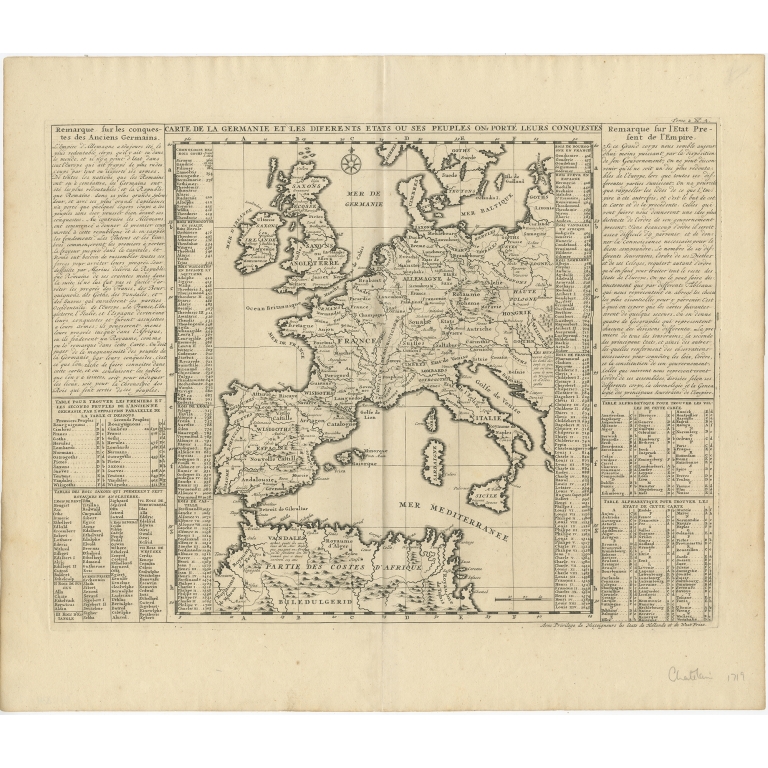 Antique Map of Europe by Chatelain (1719)