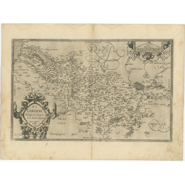 Antique Map of the region of Picardy by Ortelius (c.1602)