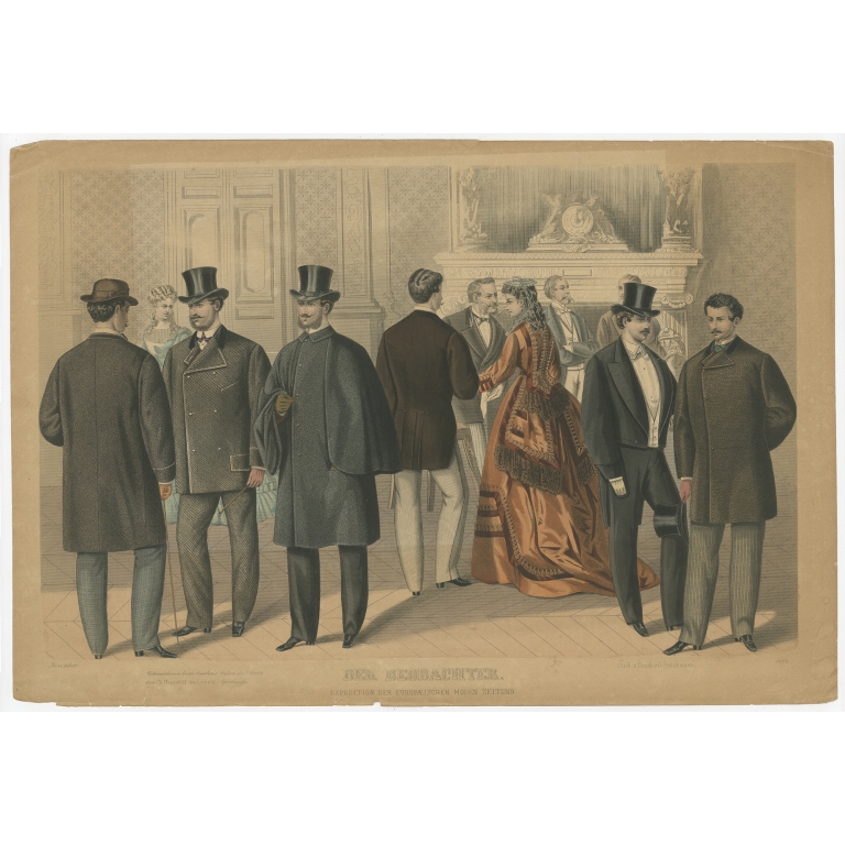 Antique Print of Fashion in November 1872 by Klemm & Weiss (c.1900)