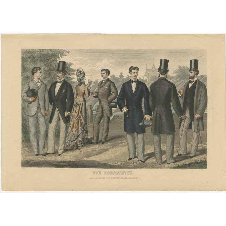 Antique Print of Fashion in May 1877 by Klemm & Weiss (c.1900)