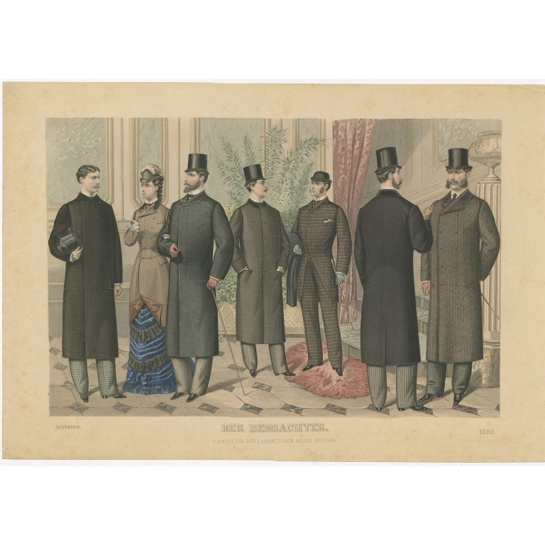 Antique Print of Fashion in November 1880 by Klemm & Weiss (c.1900)