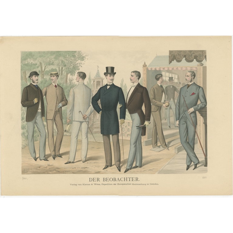 Antique Print of Fashion in July 1883 by Klemm & Weiss (c.1900)
