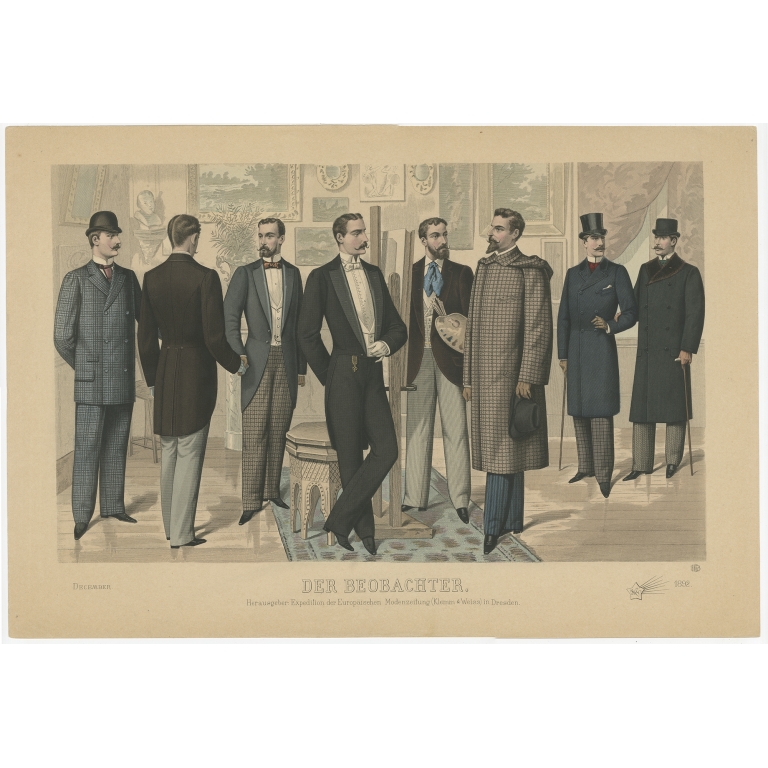 Antique Print of Fashion in December 1892 by Klemm & Weiss (c.1900)