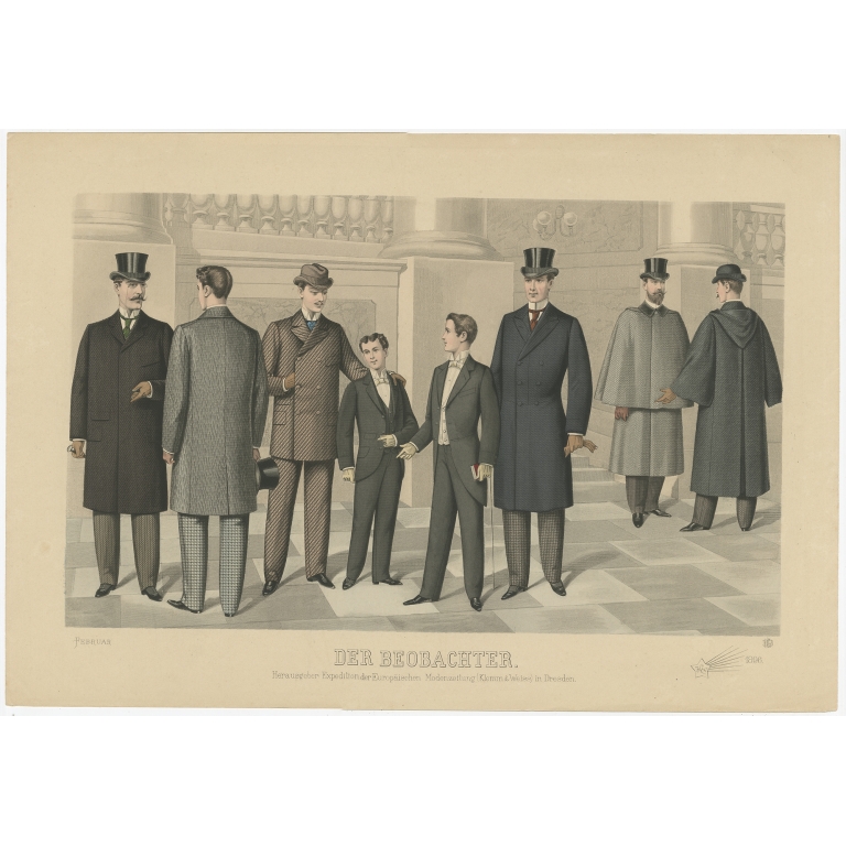 Antique Print of Fashion in February 1896 by Klemm & Weiss (c.1900)