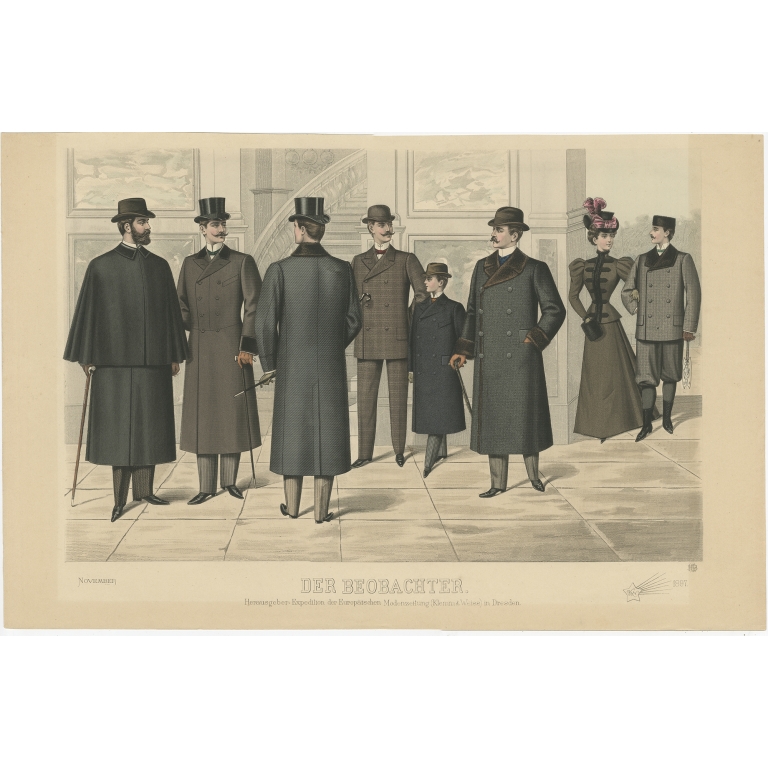Antique Print of Fashion in November 1897 by Klemm & Weiss (c.1900)