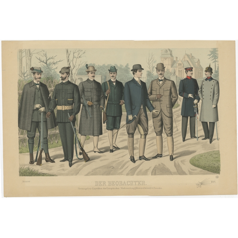 Antique Print of Fashion in August 1897 by Klemm & Weiss (c.1900)