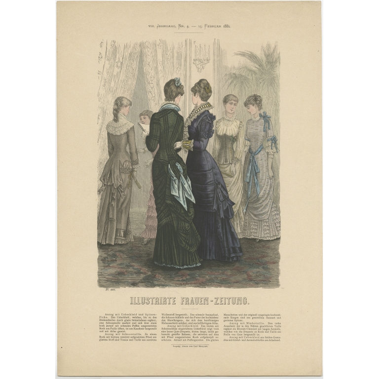 Pl. 460 Antique Fashion Print by Marquart (1881)