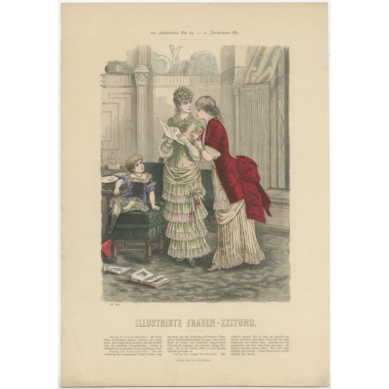 Pl. 489 Antique Fashion Print by Marquart (1881)