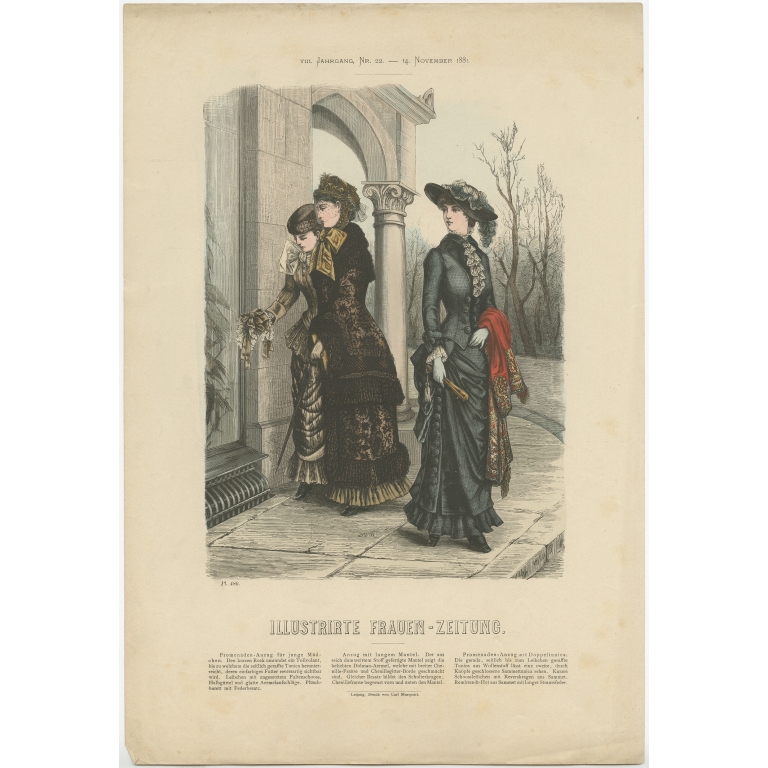 Pl. 486 Antique Fashion Print by Marquart (1881)