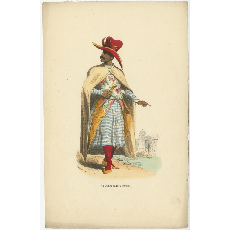 Antique Print of an Arab Nobleman by Berghaus (c.1845)