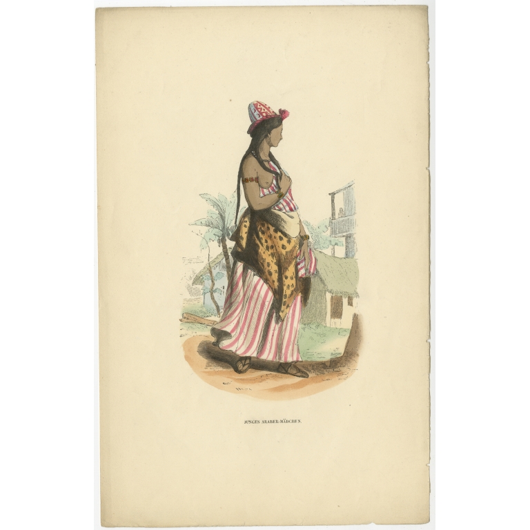 Antique Print of an Arabian Girl by Berghaus (c.1845)
