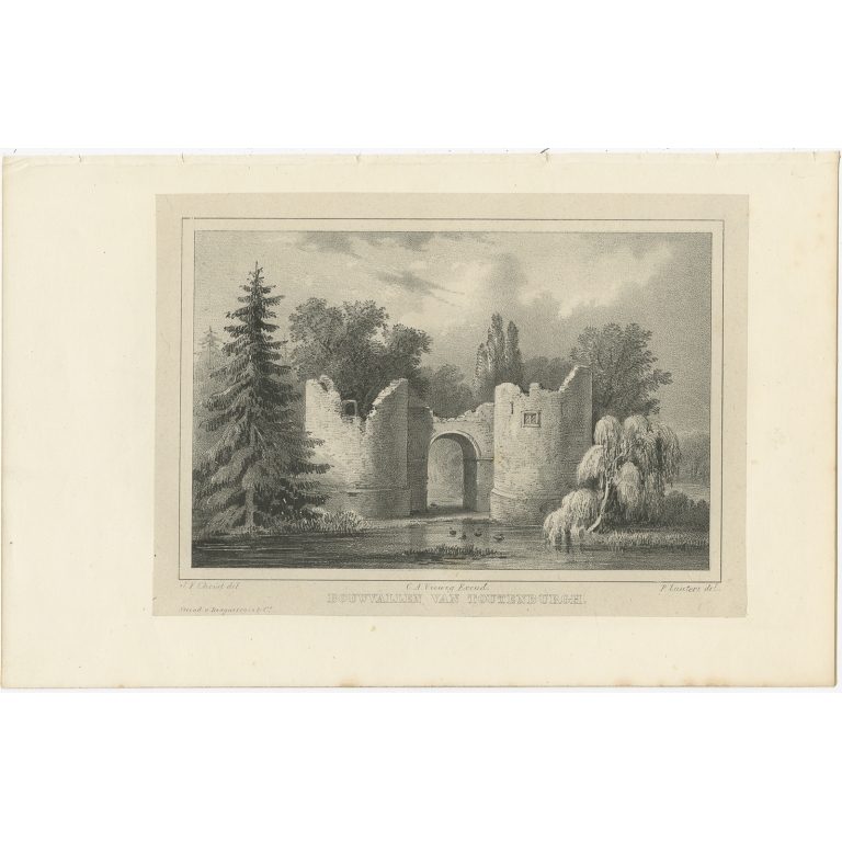 Antique Print of the Ruins of Toutenburg Castle by Van der Aa (1846)