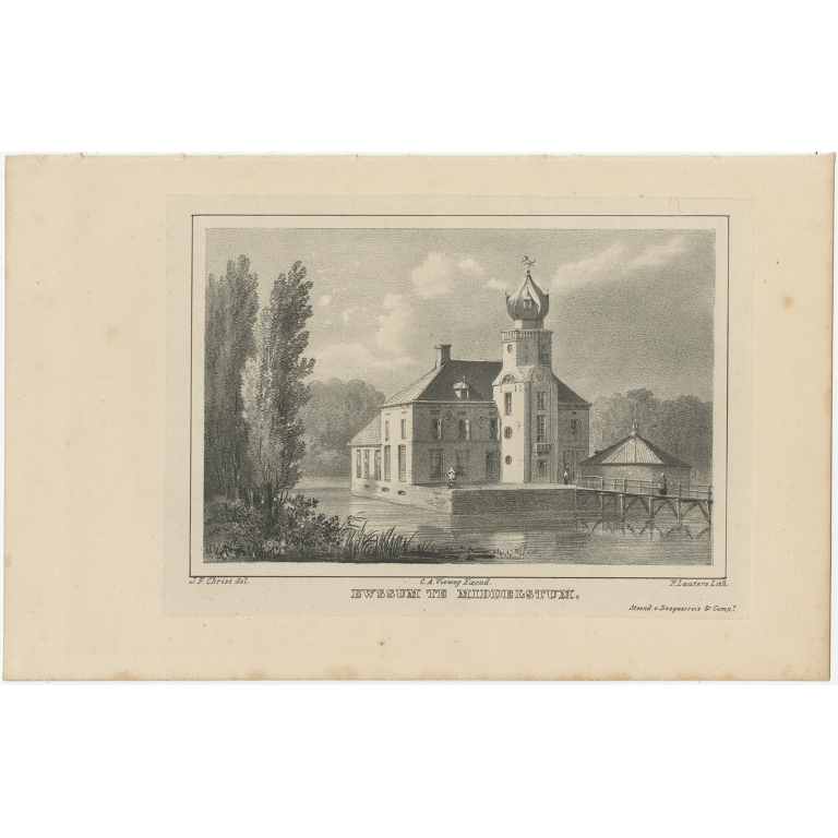 Antique Print of Ewsum Castle by Van der Aa (1846)