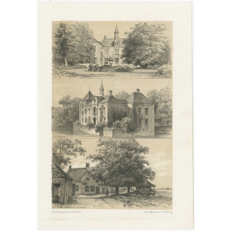 Antique Print of Haere Castle and other Views by Craandijk (1888)