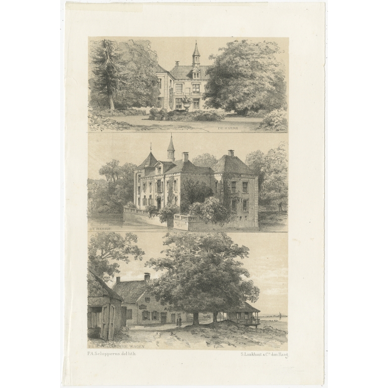 Antique Print of Haere Castle and other Views by Craandijk (1888)