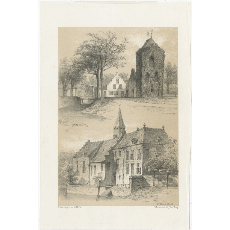 Antique Print of Schierstins and Wiarda State by Craandijk (1888)