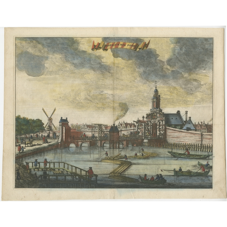 Antique Print of the 'Haarlemmerpoort' by Commelin (1726)