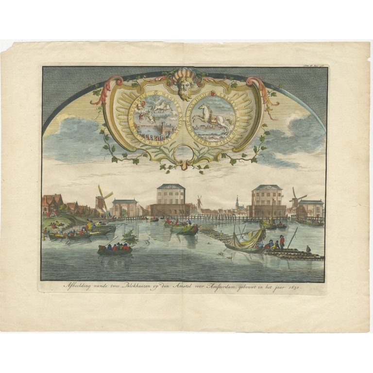 Antique Print of the Amstel River by Chatelain (1730)