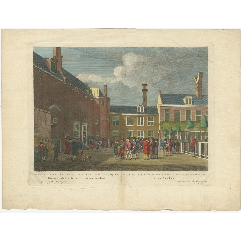 Antique Print of the West India House in Amsterdam by Fouquet (c.1780)