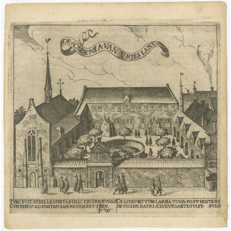 Antique Print of the University of Franeker by Winsemius (1622)