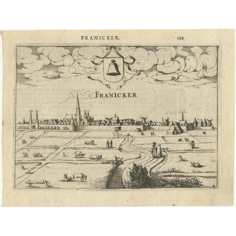 Antique Print of Franeker by Guicciardini (1613)