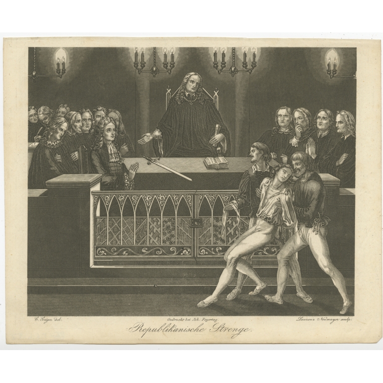 Antique Print of a Trial by Neumayer (c.1850)