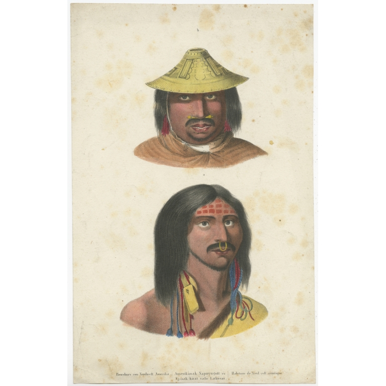 Antique Print of Natives of Northwest America (c.1840)