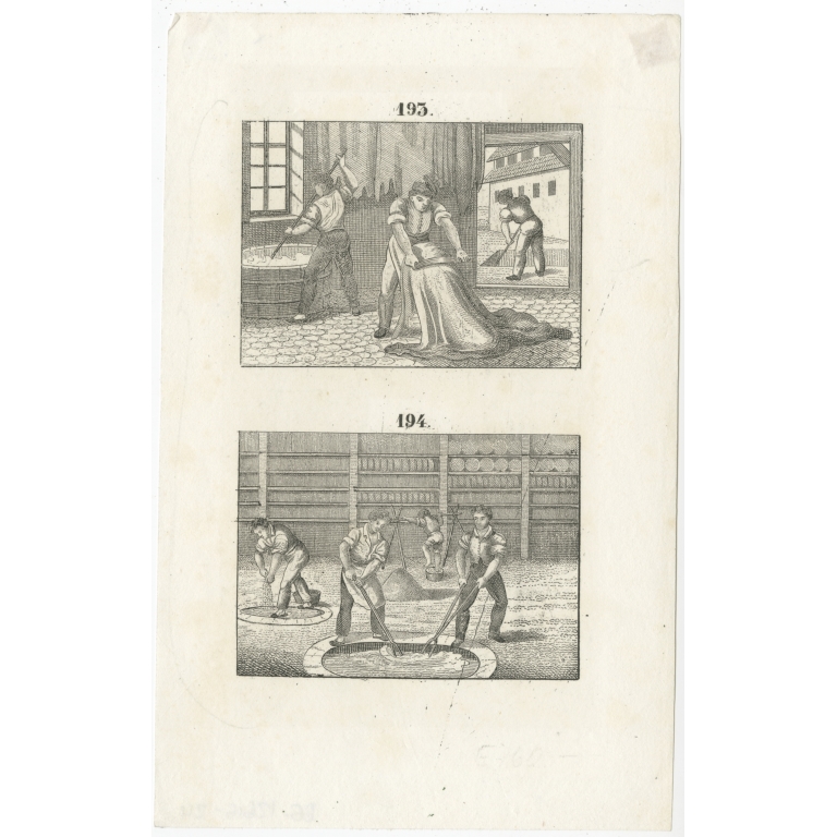Antique Print of Tanning (Leather) by Gailer (c.1840)