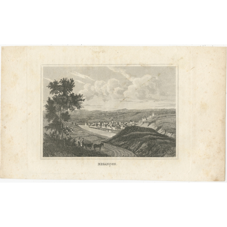 Antique Print of the City of Besançon (c.1850)