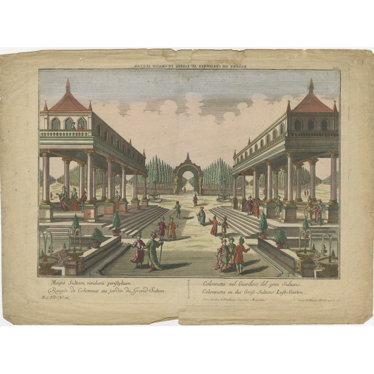 Antique Print of the Garden of the Sultan of the Ottoman Empire by Probst (c.1770)