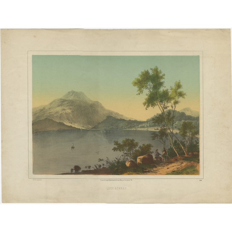 Antique Print of Loch Achray by May (c.1860)