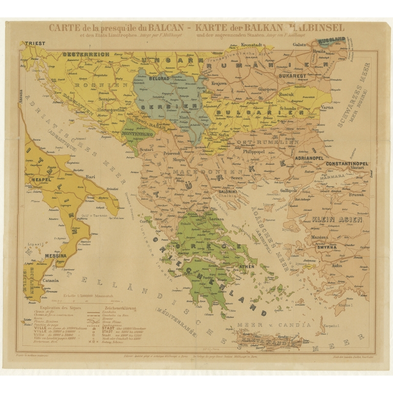 Antique Map of the Balkans (c.1900)