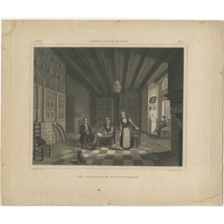 Antique Print of a Residence in Hindeloopen by Reckleben (1848)