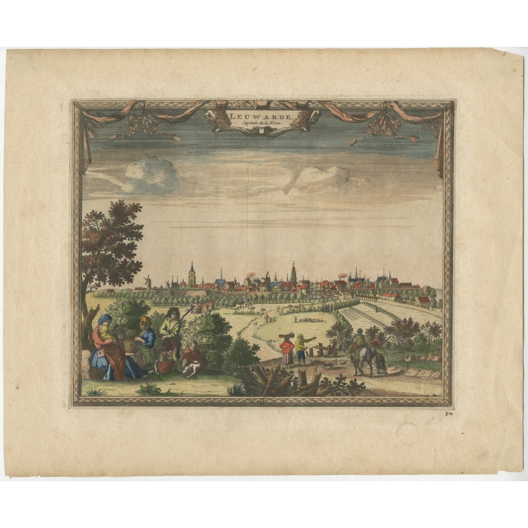 Antique Print of the City of Leeuwarden by Van der Aa (1726)