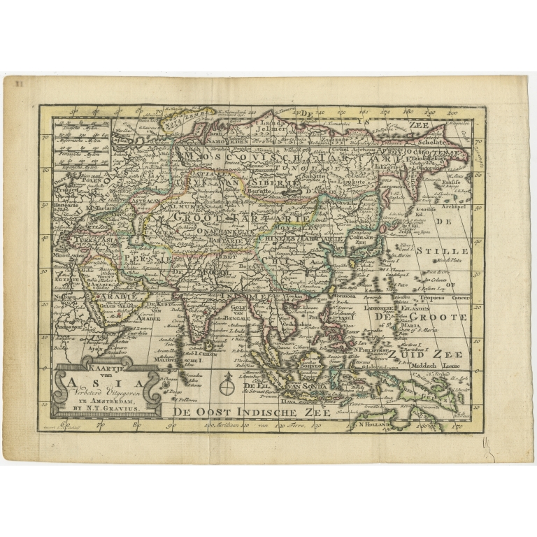 Antique Map of Asia by Gravius (1788)