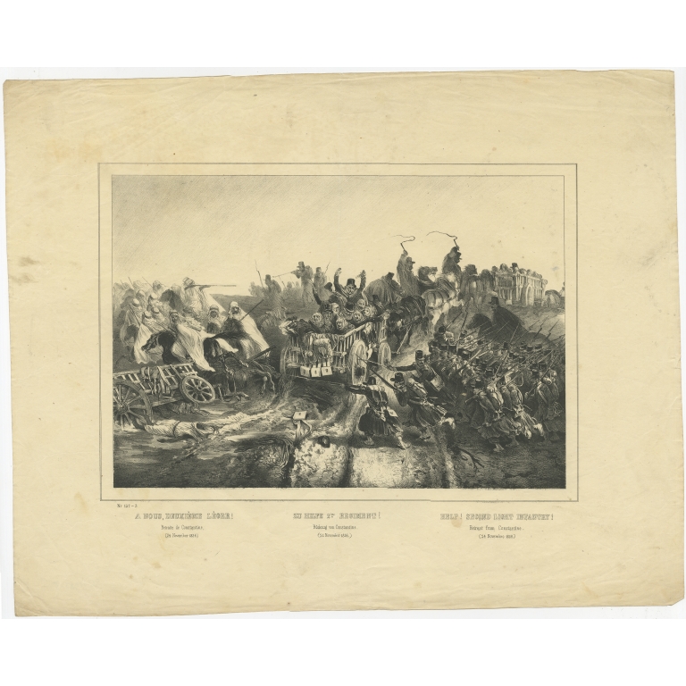 Antique Print of the Retreat from Constantine (c.1840)