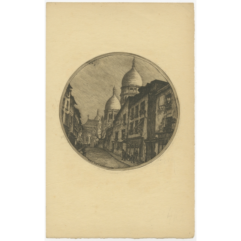Antique Print of a Street in Montmartre (c.1860)