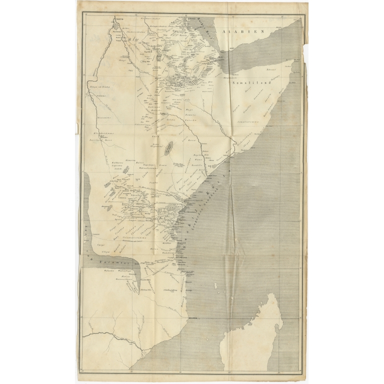 Antique Map of Eastern Africa by Krapf (1858)