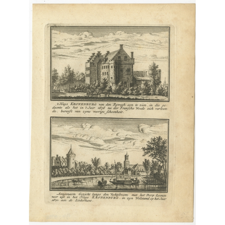 Antique Print of Kronenburg Castle by Rademaker (c.1725)