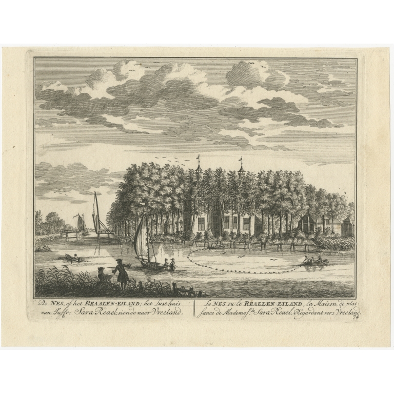 Antique Print of the Nes or Realeneiland by Stoopendaal (1719)
