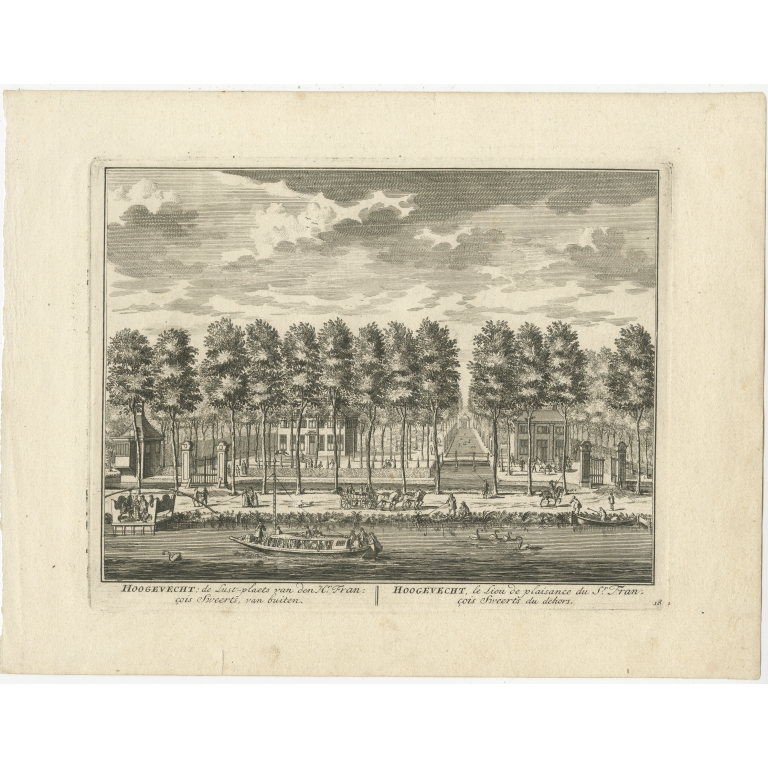Antique Print of Estate Hoogevecht by Stoopendaal (1719)