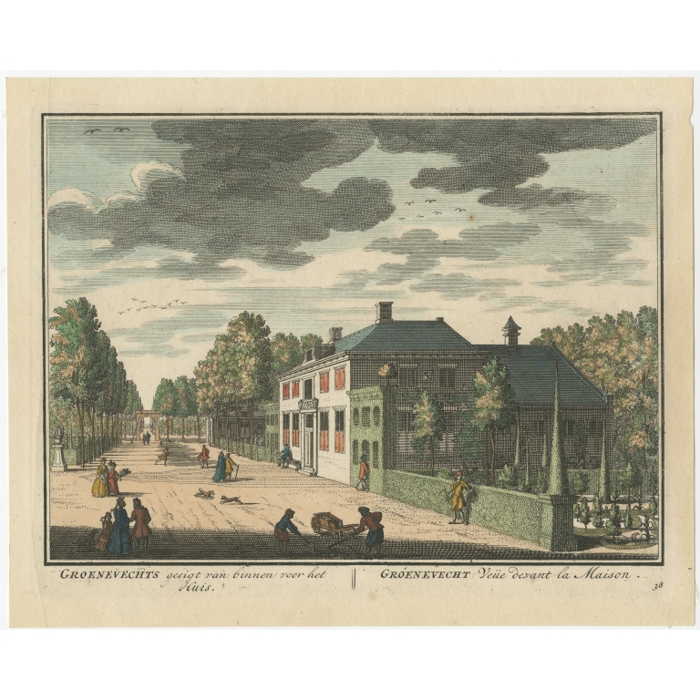 Antique Print of the Estate of Mr. Adriaan Rutgers by Stoopendaal (1719)