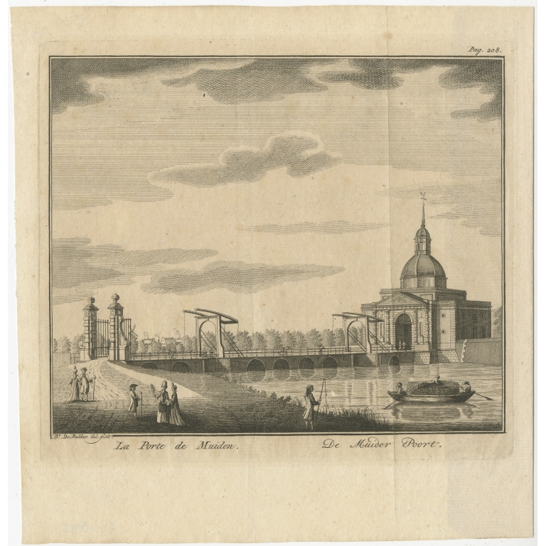Antique Print of the Muiderpoort by Bakker (c.1772)