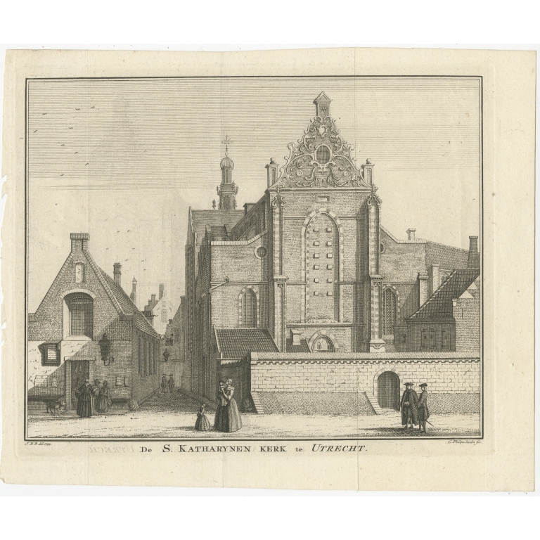 Antique Print of the Catharijnekerk in Utrecht by Philips (c.1748)