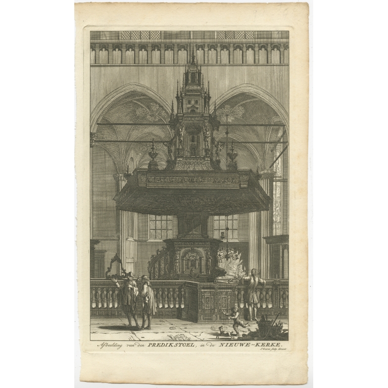 Antique Print of the Preacher's Pulpit by Goeree (1765)