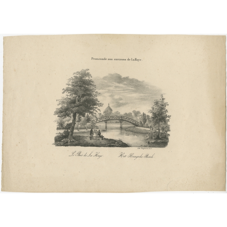 Antique Print of the Forest of the Hague by Last (c.1850)